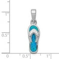 thumbnail image 2 of 925 Sterling Silver Polished Simulated Blue Inlay Simulated Opal Sandal Pendant Necklace 28.75x8mm Wide Pendant for Wome, 2 of 2