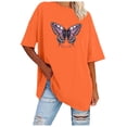 thumbnail image 1 of TSADFHJI Hauts de Noël pour Femmes, T-Shirts Amples à Col Rond et Manches Courtes, Hauts d'Été Imprimés Décontractés, Blouse TTG Orange, 1 of 4