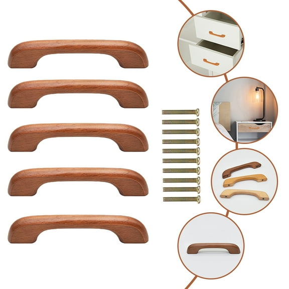 WHAMVOX  5 Set Cabinet Handles Dresser Drawers Wooden Pulls Door