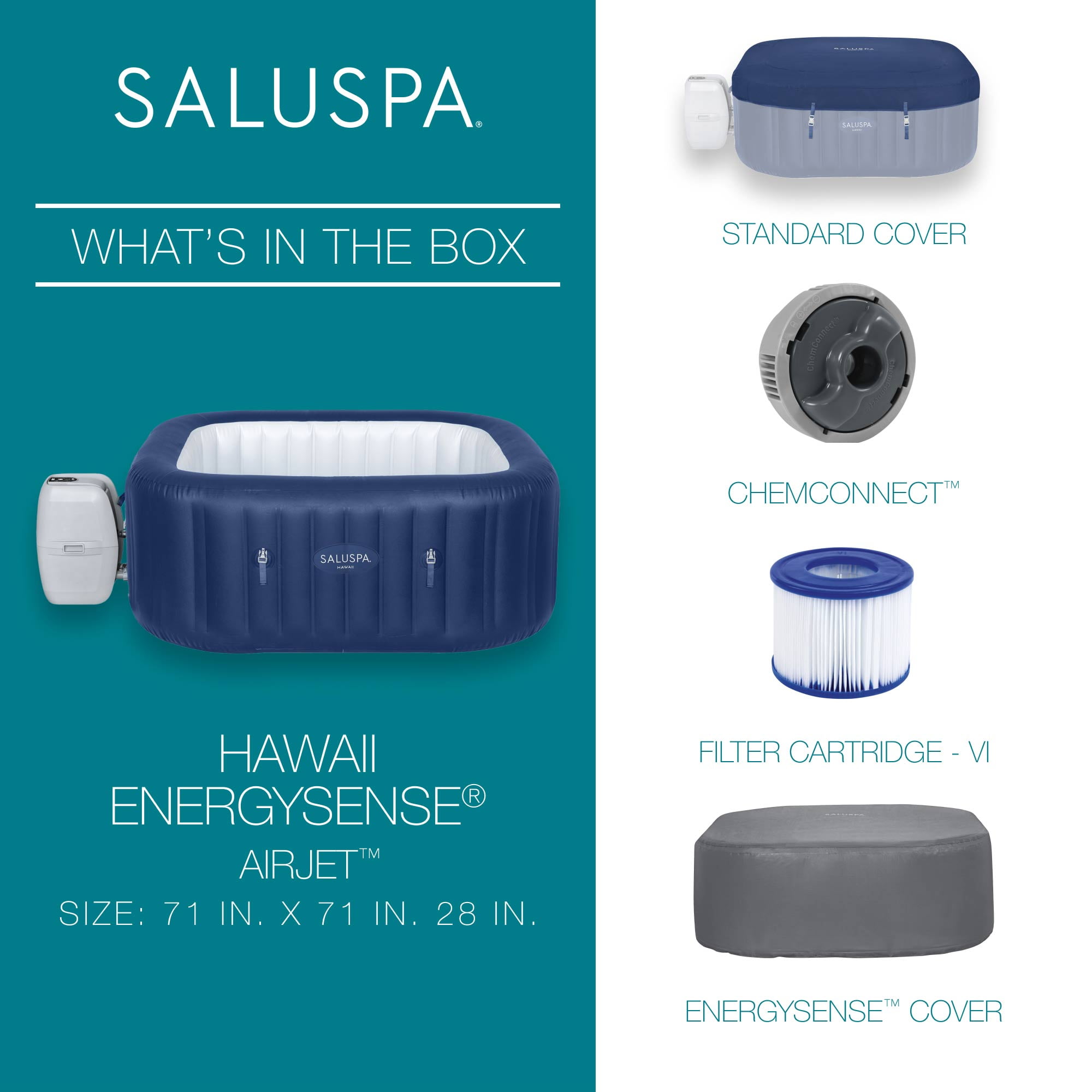 Bestway SaluSpa Hawaii AirJet Inflatable Hot Tub w/ Cover w/ Pump #P09144