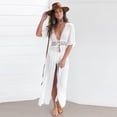 thumbnail image 5 of Cárdigan tipo kimono de playa larga para mujer, traje de baño de bikini con frente abierto y cordón (xxxl) Rojo Verde Cocina, Decoración y Otros, 5 of 5