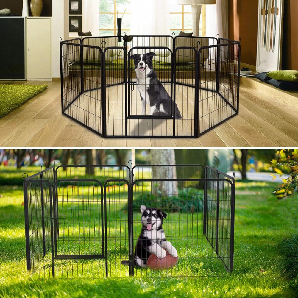 KPIBEST 31.5 Inch Outdoor Metal Dog Playpen with Exercise Fence and Pet Playground Gate for Large, Medium & Small Dogs