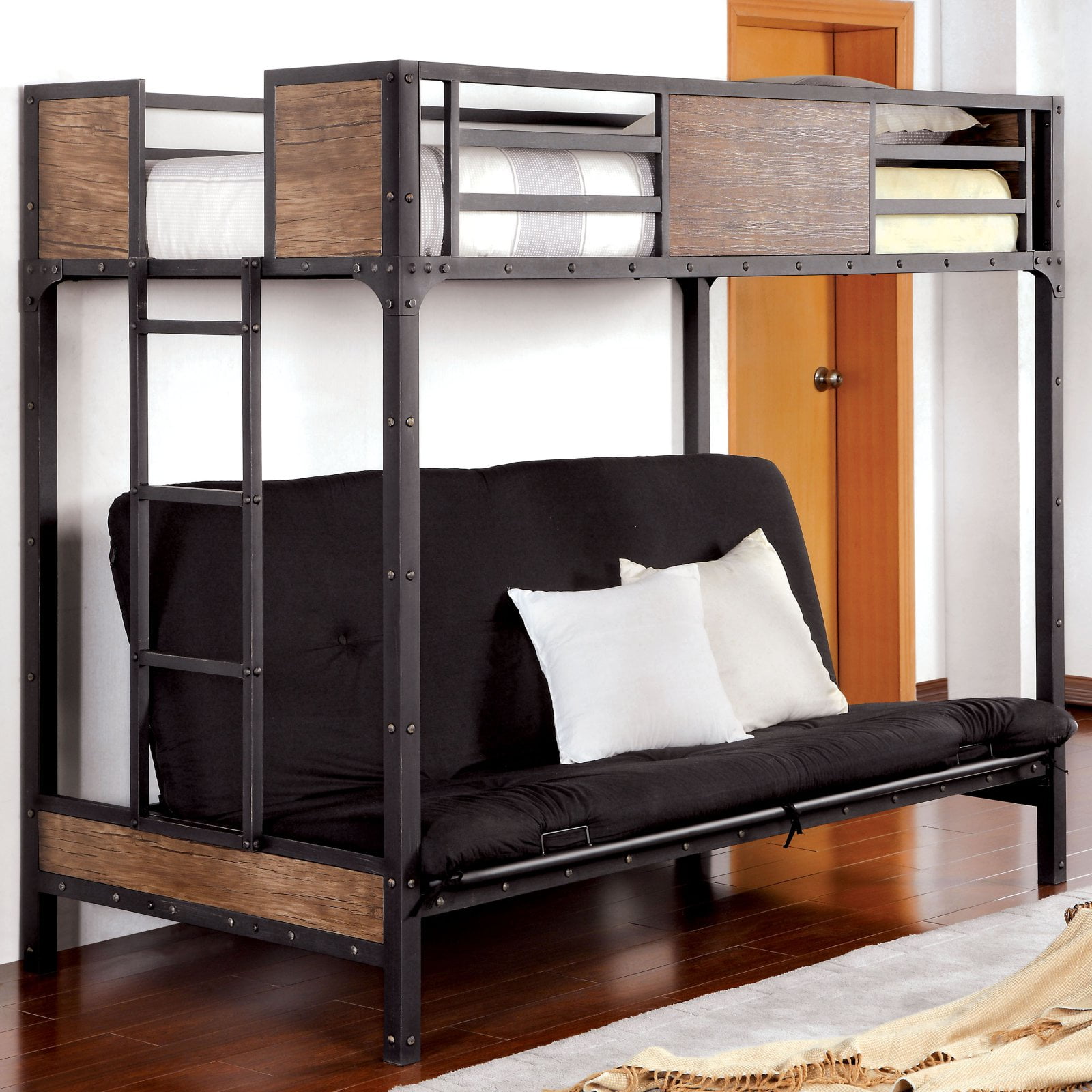 Furniture Of America Brighton Wood Panel Twin Over Futon Bunk Bed Furniture Of America Brighton Wood Panel Twin Over Futon Bunk Bed Black Com