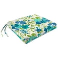 thumbnail image 5 of Jordan Manufacturing 17" x 19" Bettina Aqua Cream Floral Rectangular Outdoor Chair Pad Seat Cushion with Ties (2 Pack), 5 of 11