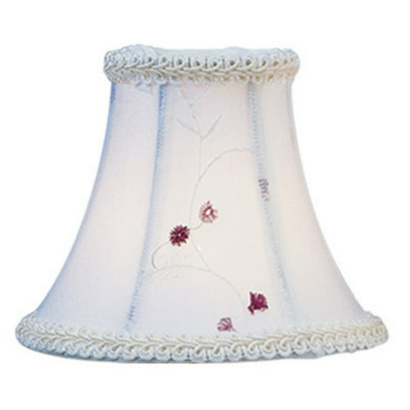 Livex Lighting White Embroidered Floral Silk Bell Clip Shade