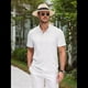thumbnail image 5 of Camiseta Informal Henley de Corta con Cuello Mao para Hombre, Camiseta Texturizada de Playa para Verano. L, 5 of 10