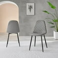 thumbnail image 3 of 2x Corona Black Leg Elephant Grey Faux Leather Dining Chair, 3 of 6