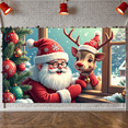 thumbnail image 6 of Red Theme Christmas Banner Christmas Style Reindeer Backdrop Reindeer Santa Claus Image Holiday Background for Christmas Party Family Gathering Xmas Event, 6 of 9