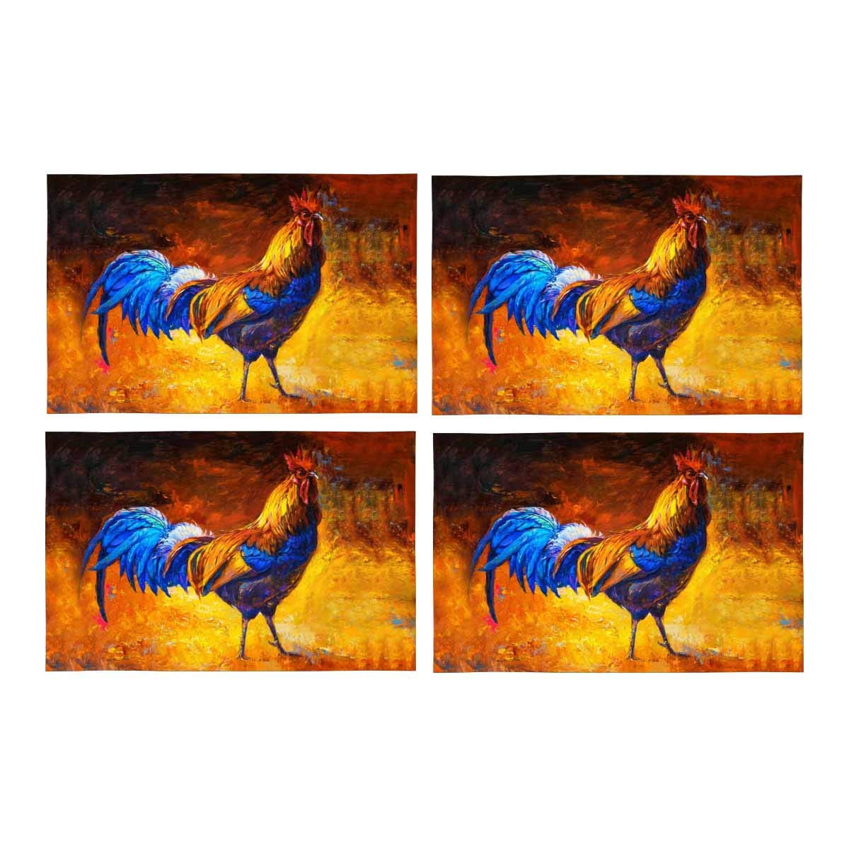 Chicken’s & Rooster placemats set of 4 Table Decor Table Linens Kitchen