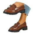 thumbnail image 3 of YLYL Women's Loafers Patent Leather Chunky Heel Lug Sole Slip on Fashion Casual Business Office Oxford Shoes, 3 of 9