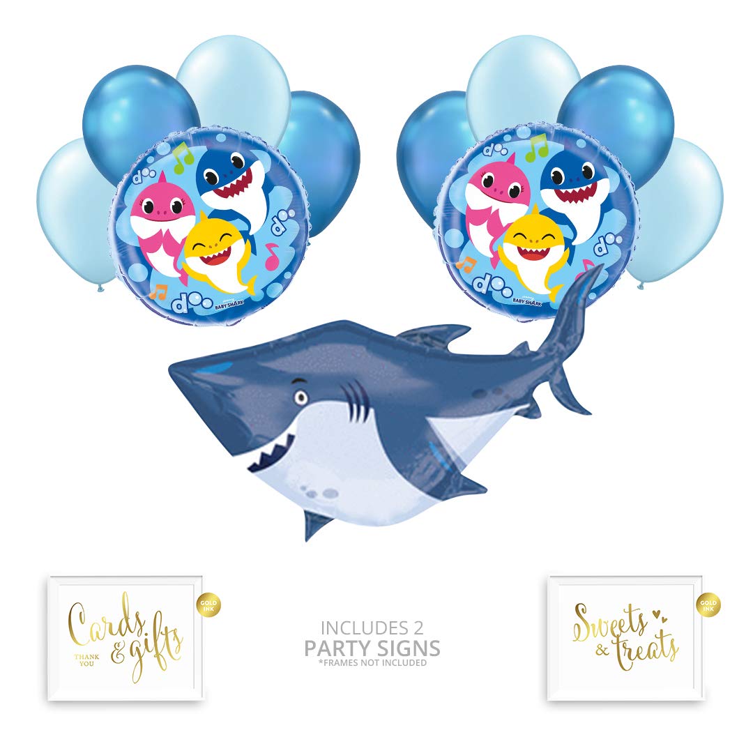 Andaz Press Baby Shark Party Balloon Bouquet Set, Shark Birthday Balloon Arch Party Supplies