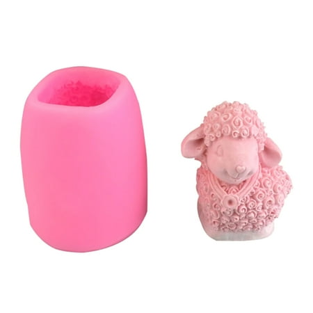 

HESITONE Cute 3D Sheep Silicone Mold Soap Candle Fondant Cake Making Mould for DIY Chocolate Candy Decoration Baking Tool