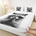 thumbnail image 4 of Castle Fairy Praying Raccoon Queen Sheets 4 Pieces for Boys,Minimalist Plain Queen Sheet Sets,Black White Gray,1 Fitted Sheet, 1 Flat Sheet and 2 Pillowcases, 4 of 6