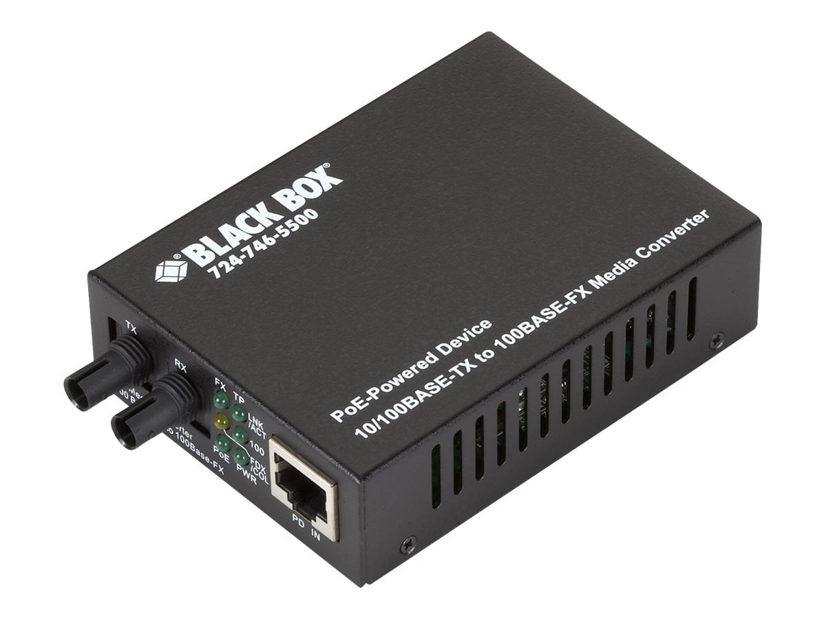 Black Box POE PD Media Converter Fiber media converter 100Mb LAN 10BaseT, 100BaseFX