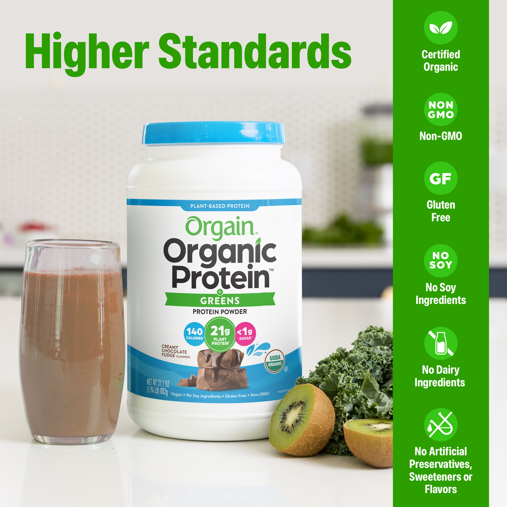 Orgain® Organic Protein™ + Greens Powder - Plant Based Creamy Chocolate Fudge
