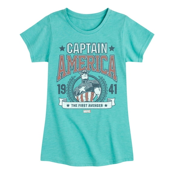 Marvel Captain America - Collegiate - Toddler and Youth Girls Fitted Short Sleeve Graphic T-shirt