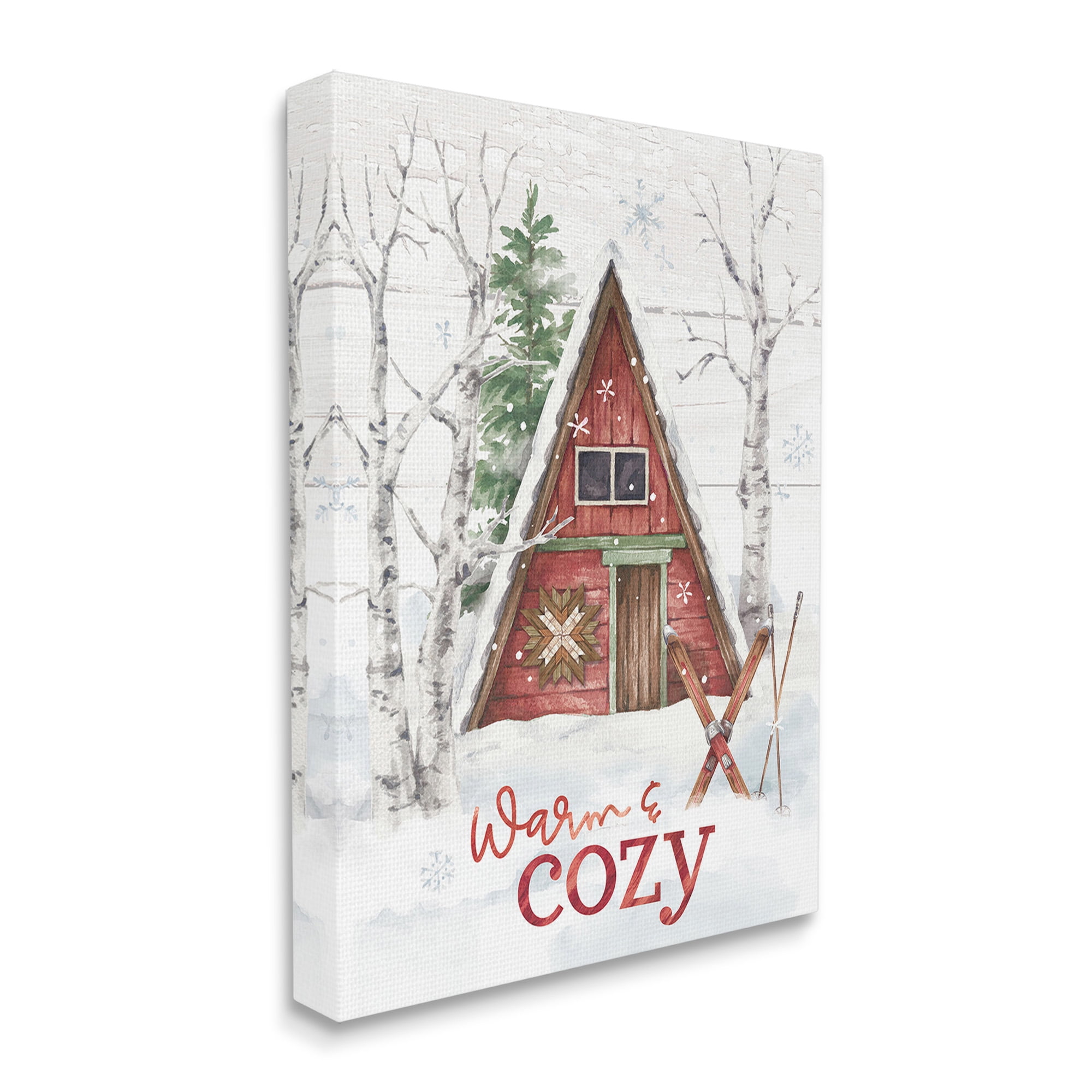 Stupell Industries Warm & Cozy Cabin Holiday Painting Gallery Wrapped Canvas Art Print Wall Art, 36 x 48