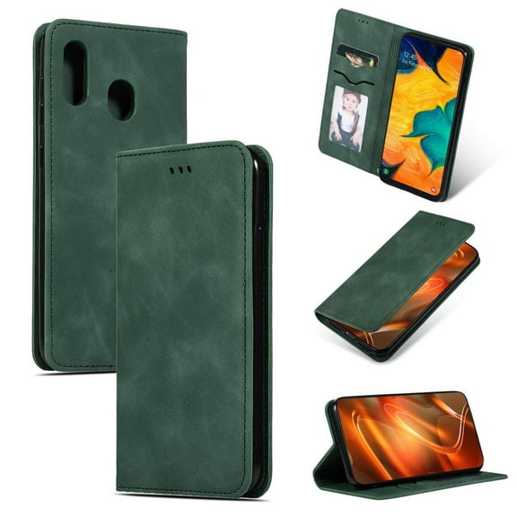 Samsung Galaxy A30 Case, Galaxy A20 Case, Dteck Smooth PU Leather Flip Folio Wallet Card Slots Case Cover Stand Feature & Magnetic Closure For Samsung Galaxy A30 / A20, Green
