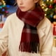 thumbnail image 1 of Bufanda de invierno cálida para mujer, tipo chal grande, ideal para clima frío. Bufanda larga de punto grueso a cuadros en negro y rojo. Manta tipo bufanda con flecos, suave y ligera, unisex., 1 of 4