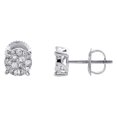 thumbnail image 3 of 10K White Gold Real Diamond Unisex 5.5mm 4 Prong Round Stud Earrings 1/4 CT, 3 of 5