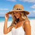 thumbnail image 4 of Yifymode Womens Beach Sun Straw Hat Summer Floppy Wide Brim Foldable Packable | Packable & Travel Friendly：Suitable for beach, outdoor activities, 4 of 6