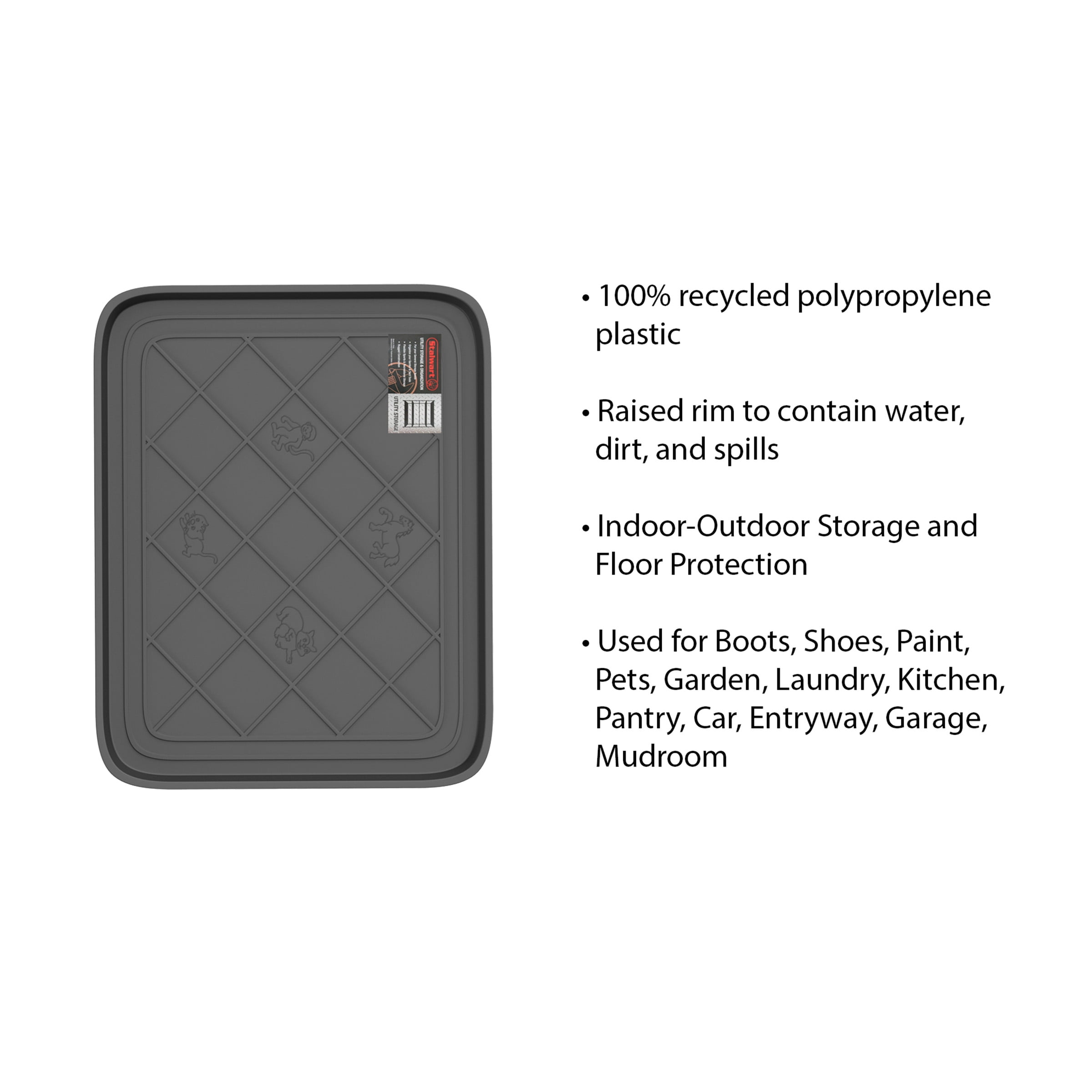 Stalwart All Weather Boot Tray in Multiple Sizes (Set of Two, Black)
