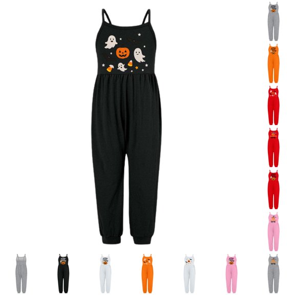 AWZXDE Toddlers girls casual play romper style jumpsuit Cute Pumpkin Pattern Seasonal Outdoor Outfit Pink - 5-6 Years