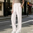 thumbnail image 2 of Lmueinov Wide Leg Pants for Women High Waist Hollow Out Striped Tape Loose Trousers with Pocket Women Trendy 2026 Business Casual Outfits, 2 of 7