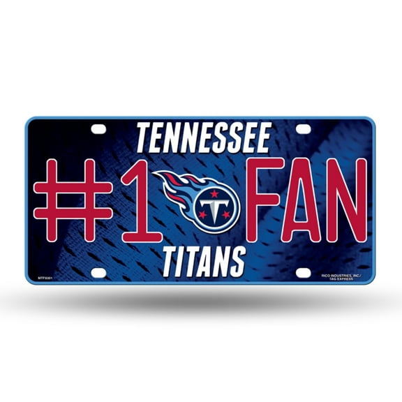 Tennessee Football Titans #1 Fan Metal License Plate Tag - Number One! Let's Go!!