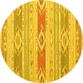 thumbnail image 1 of Ahgly Company Indoor Round Abstract Yellow Contemporary Area Rugs, 5' Round, 1 of 4