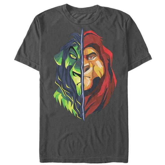 Men's Lion King Geometric Brother Split  Graphic Tee Charcoal Large