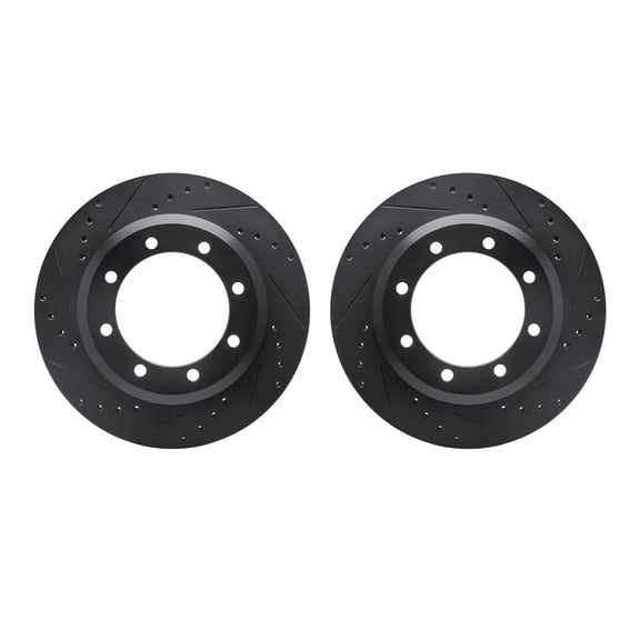 Dynamic Friction Company Rear Brake Rotors-Drilled and Slotted-Black 8002-54223