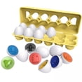 thumbnail image 1 of 2-3 del paquete 12x clasificador Montessori divertido huevo juguetes educativos de aprendizaje rompecabezas 3 piezas Sunnimix  Huevos a juego, 1 of 8