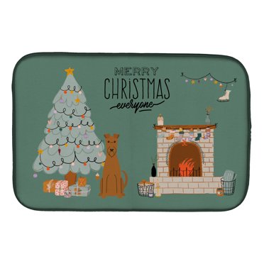 Irish Terrier Christmas Everyone Dish Drying Mat