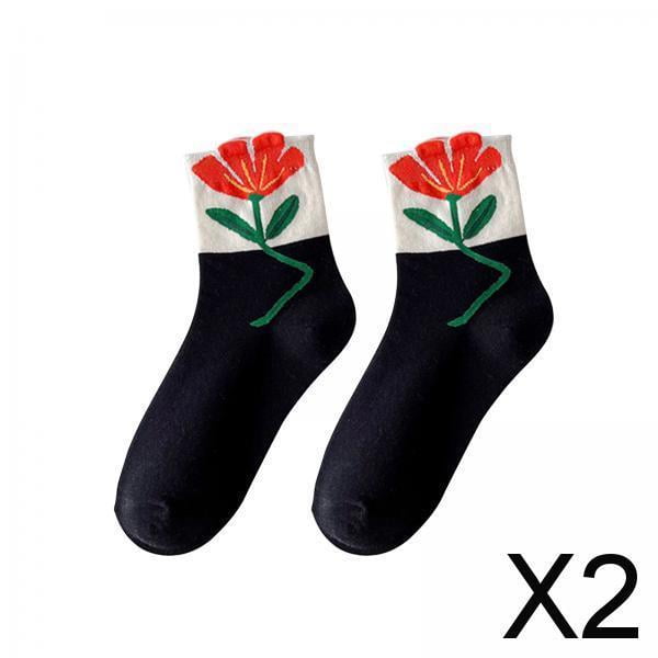 2x 1 Calcetines Bonitos para Mujer, Calcetines Tobilleros, Regalo , Patrón de Elegante, Informal, Transpirable, Divertido, 2 piezas