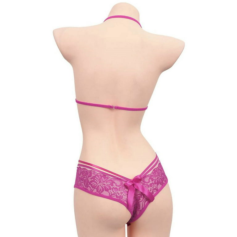 JustVH Women Daily Unlined Underwire Bra Underwear Set 2Pcs Thin Strap  Erotic Lingerie Set 