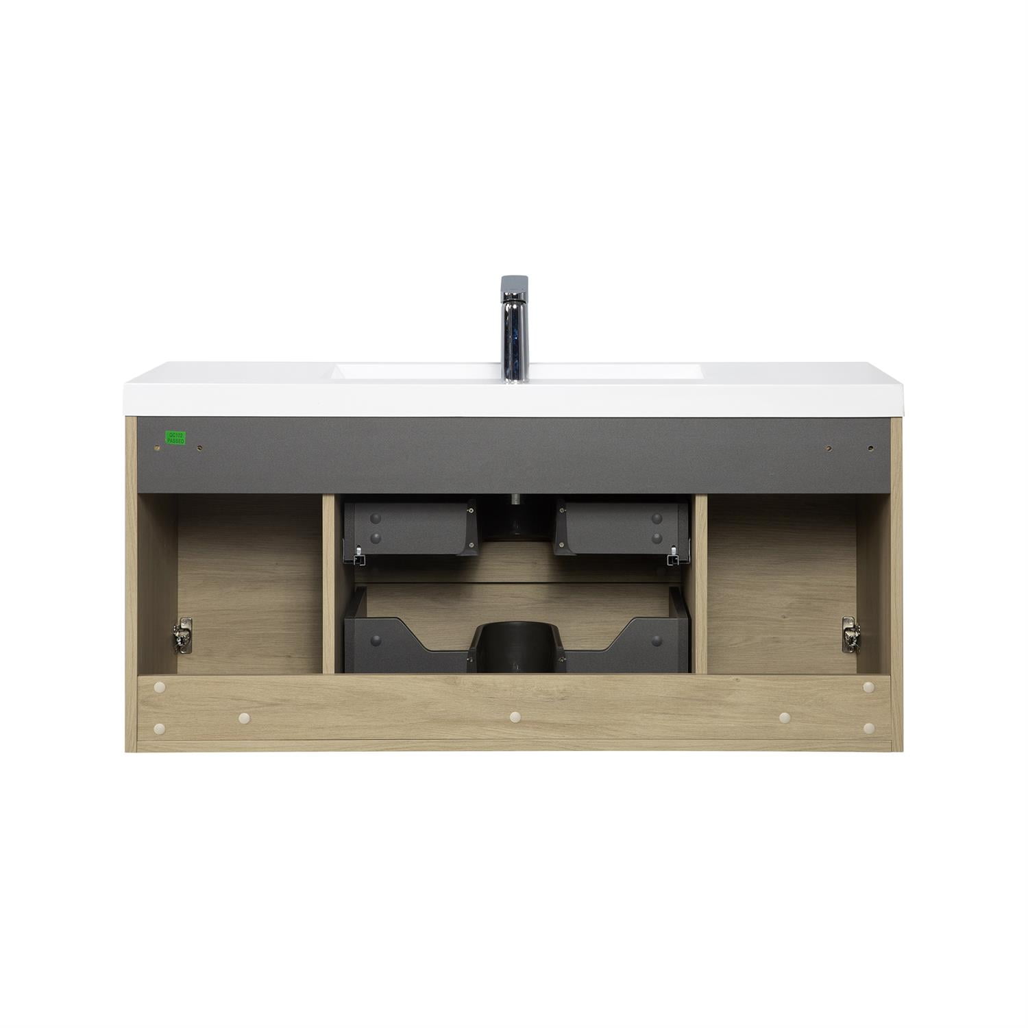 Demi Bonn 48" Floating Bathroom Vanity with Sink, Resin Top Basin and 2 Soft Close Drawers, 2 Storage Cabinet, Faucets and Drains Not Included, Brown