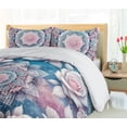 thumbnail image 3 of Ambesonne Roses Duvet Cover Set, Flowers in Dreamy Galaxy Art, King, Sea Blue Lavender Blush, 3 of 4