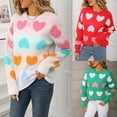 thumbnail image 2 of Wiyuqeen Women's Heart Sweaters Crew Neck Long Sleeve Knit Pullover Fall Love Print Sweaters Casual Loose Sweaters for Women, 2 of 10