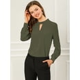thumbnail image 3 of AllegK Dde San Patricio profesional Blusas de gade manlarcon cuello alto elegante pamujer Verde oscuro M, 3 of 6