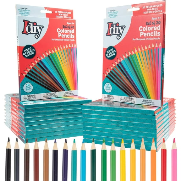 Idiy Individually Packaged Boxes of 20 Colored Pencils (20 Packs, 400 Total)- Safety Tested, For Kids, Teachers, Art Class Pack Classrooms, Restaurants, School Supplies, Craft Project & Gifts