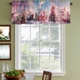 thumbnail image 3 of Pink Christmas Curtain Valances for Windows, Kitchen Valance Window Treatments Panel 2 Pack, Xmas Tree Farmhouse Snowflake Rod Pocket Short Curtains for Bathroom Bedroom 42 x 18 Inch, 3 of 8