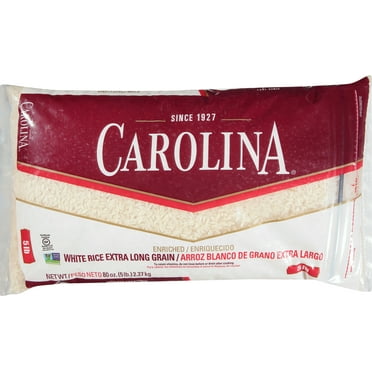 Carolina Enriched White Rice, Extra Long Grain Rice, Gluten Free, 5 lb Bag