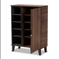 thumbnail image 3 of Baxton Studio Two-Tone Walnut Brown and Grey Finished Wood 1-Door Shoe Cabinet, 3 of 10