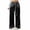 Black, variant on Womens Casual Loose Satin Pants Elastic Waist Straight Wide Leg Street Travel Pants with Pockets