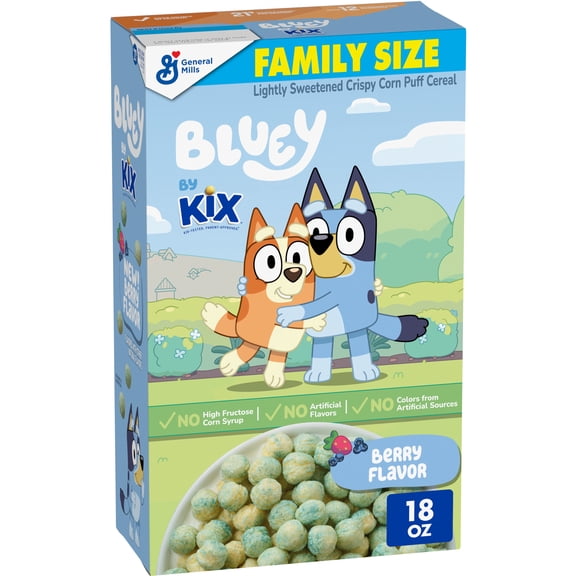 Bluey by Kix Cereal, Berry Flavor, Crispy Corn Puffs, Whole Grain, Family Size, 18 oz