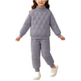 thumbnail image 2 of Taqqpue Toddler Girls Solid Color Sweatshirt Casual Pants Set 0-10T | Long Sleeve Crewneck Pullover Tops + Joggers,Girls Sweatsuits, Cute 2Pcs Infant Fall Winter Keep Warm Fleece Outfits for Kids, 2 of 10