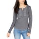 thumbnail image 1 of Lucky Brand Womens Novelty Bib Henley Shirt, Gris, XS Lucky Brand henley, 1 of 1