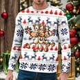 thumbnail image 2 of Chandail à Capuche Sans Capuche pour Hommes Hiver Chaud Col Rond Chandail Imprimé Flocon de Neige Père Noël Décontracté Confortable Doux, 2 of 4