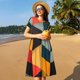 thumbnail image 4 of Balery Geometric Cube Pattern Art Vestidos sueltos de manga corta para mujer, vestidos de verano 2025, vestidos casuales de corte A con vuelo., 4 of 6